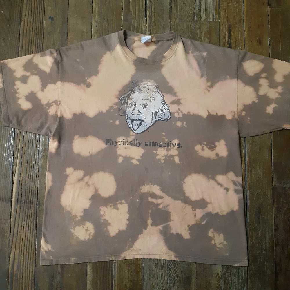 Vintage 2000s Albert Einstein Physically Attractive Science Bleach Tiedye XXL - Picture 1 of 5